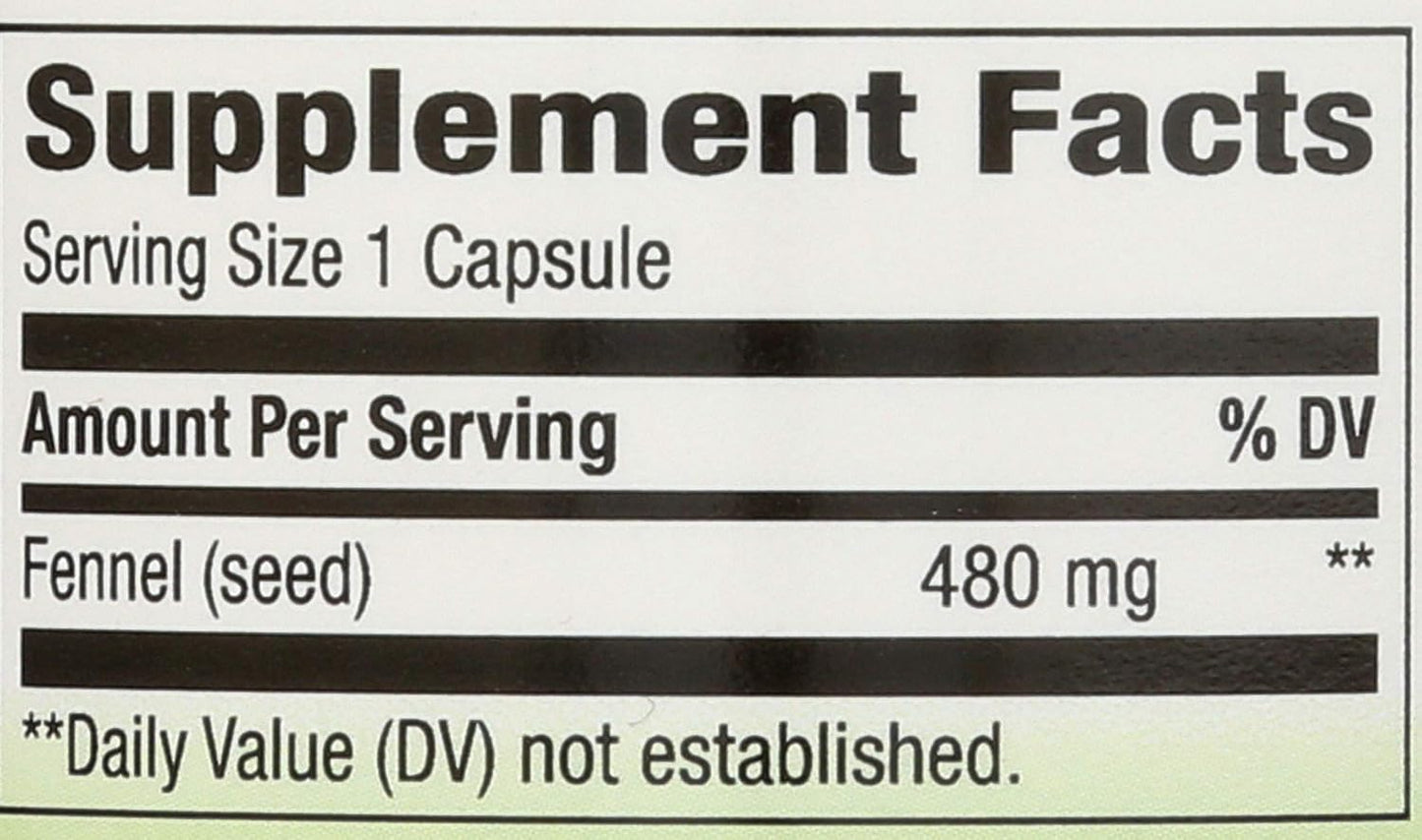 Nature's Way Fennel Seed, 480 mg per Serving, 100 Capsules - görsel 3