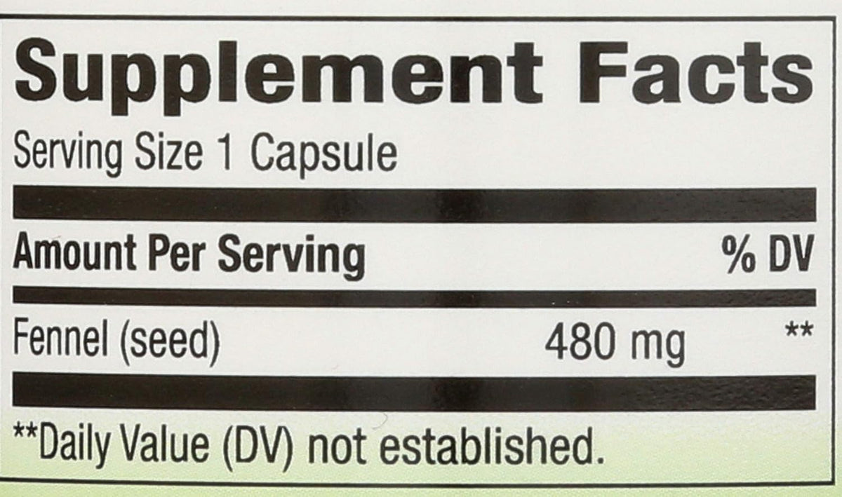 Nature's Way Fennel Seed, 480 mg per Serving, 100 Capsules - görsel 3