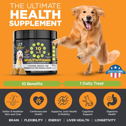 Googipet Premium Dog Multivitamin Chewable - Joint Support, Probiotics & Omegas (Chicken Flavour)