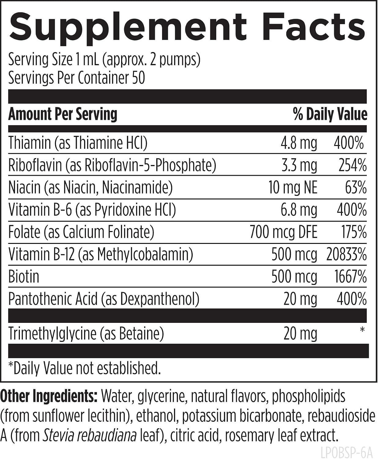 Designs for Health Liposomal B Supreme - Liquid B Vitamin Complex with Enhanced Absorption - Folate, Vitamin B12, B6, Biotin, TMG & More - Oral Delivery Pump with Citrus Flavour (50 Servings / 50 ml) - görsel 3