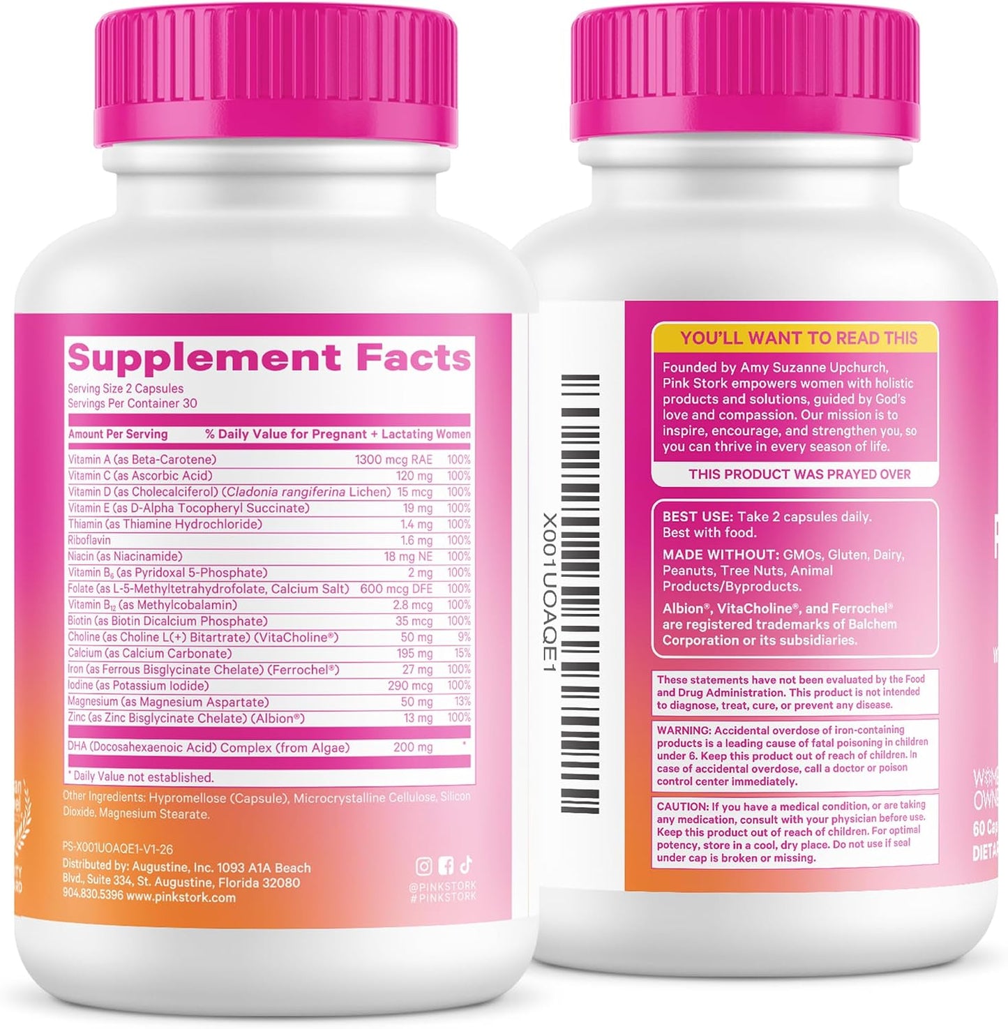Pink Stork Total Prenatal Vitamins with Vegan DHA, Methylfolate, Iron, Choline - 60 Capsules - görsel 9