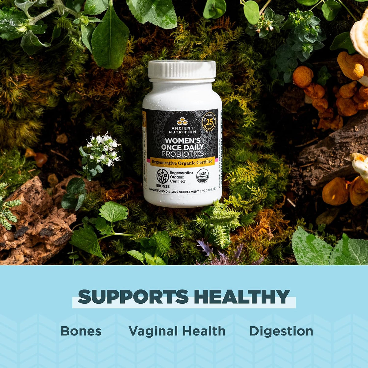 Ancient Nutrition Regenerative Organic Certified Probiotics for Women – Once Daily, 25 Billion CFUs, 30 Capsules - görsel 3