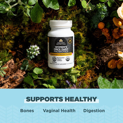 Ancient Nutrition Regenerative Organic Certified Probiotics for Women – Once Daily, 25 Billion CFUs, 30 Capsules