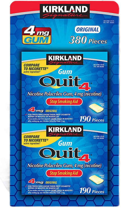 Kirkland Signature Nicotine Polacrilex Gum, 4 mg, Original Flavour, 380 Pieces