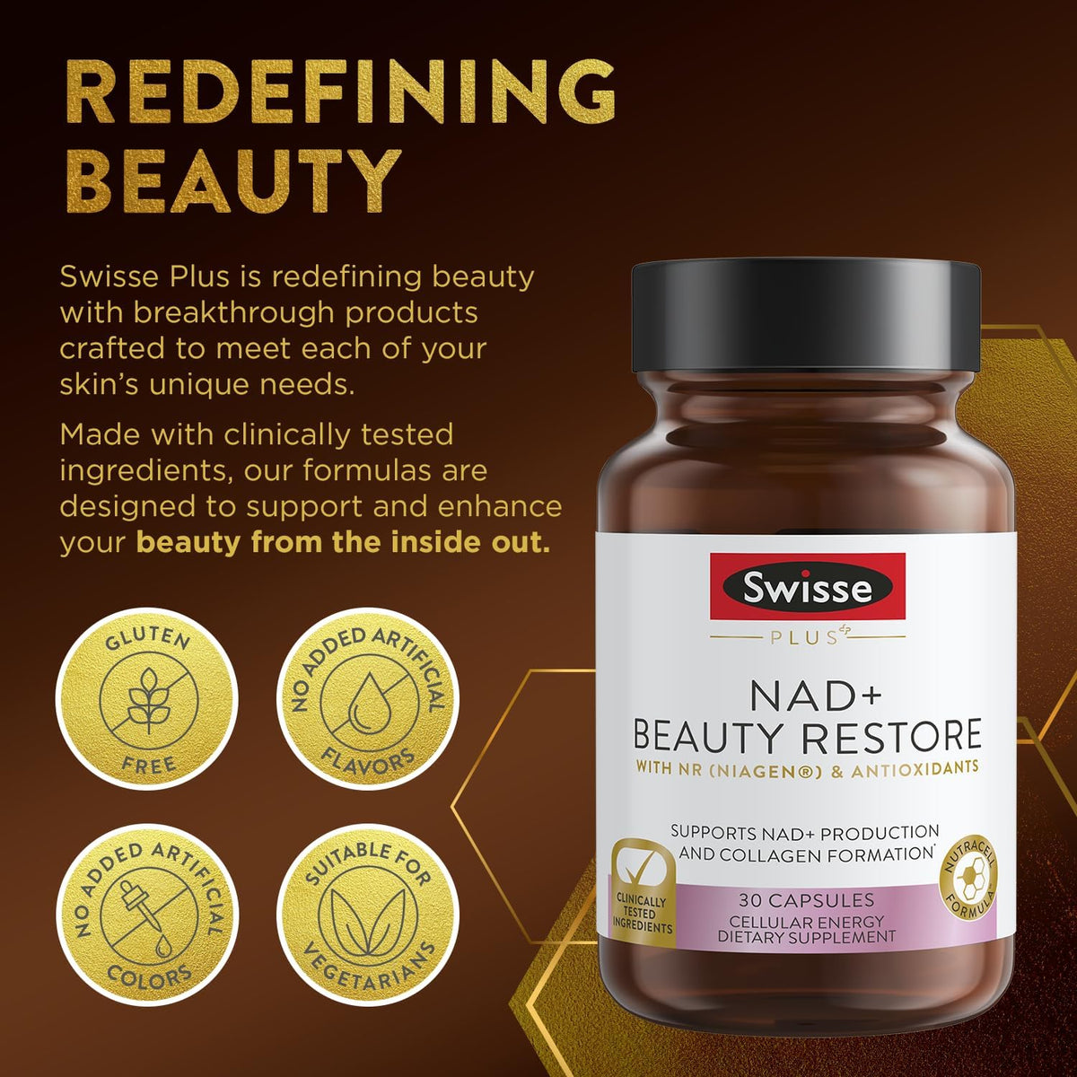 Swisse Plus NAD+ Beauty Restore - NAD+ Supplement with Niagen - 30 Capsules - görsel 7