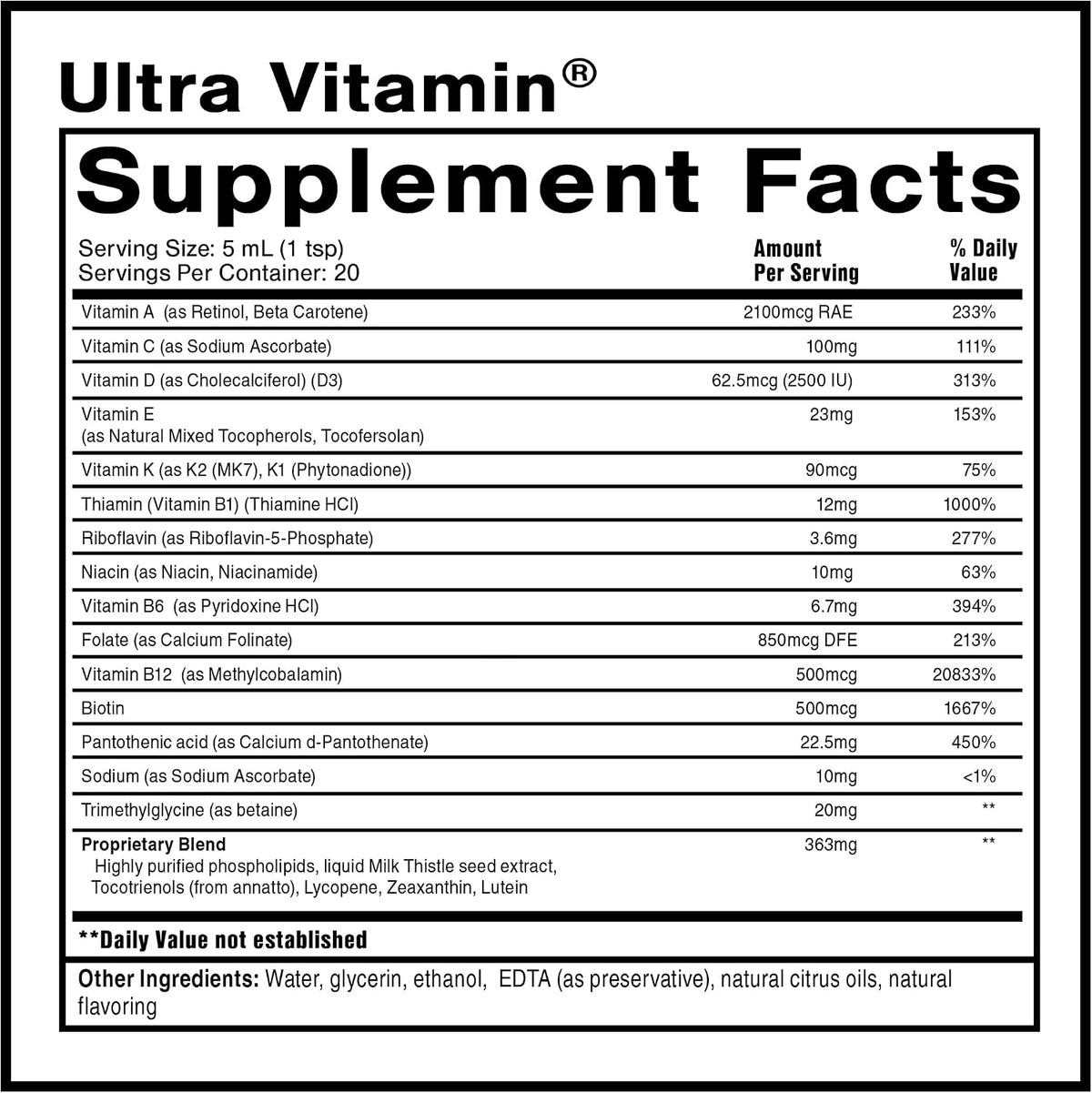 Quicksilver Scientific Liposomal Ultra Vitamin - Liquid Multivitamin with B Complex, Vitamins D, C, E, K, and Antioxidants (100 ml) - görsel 2