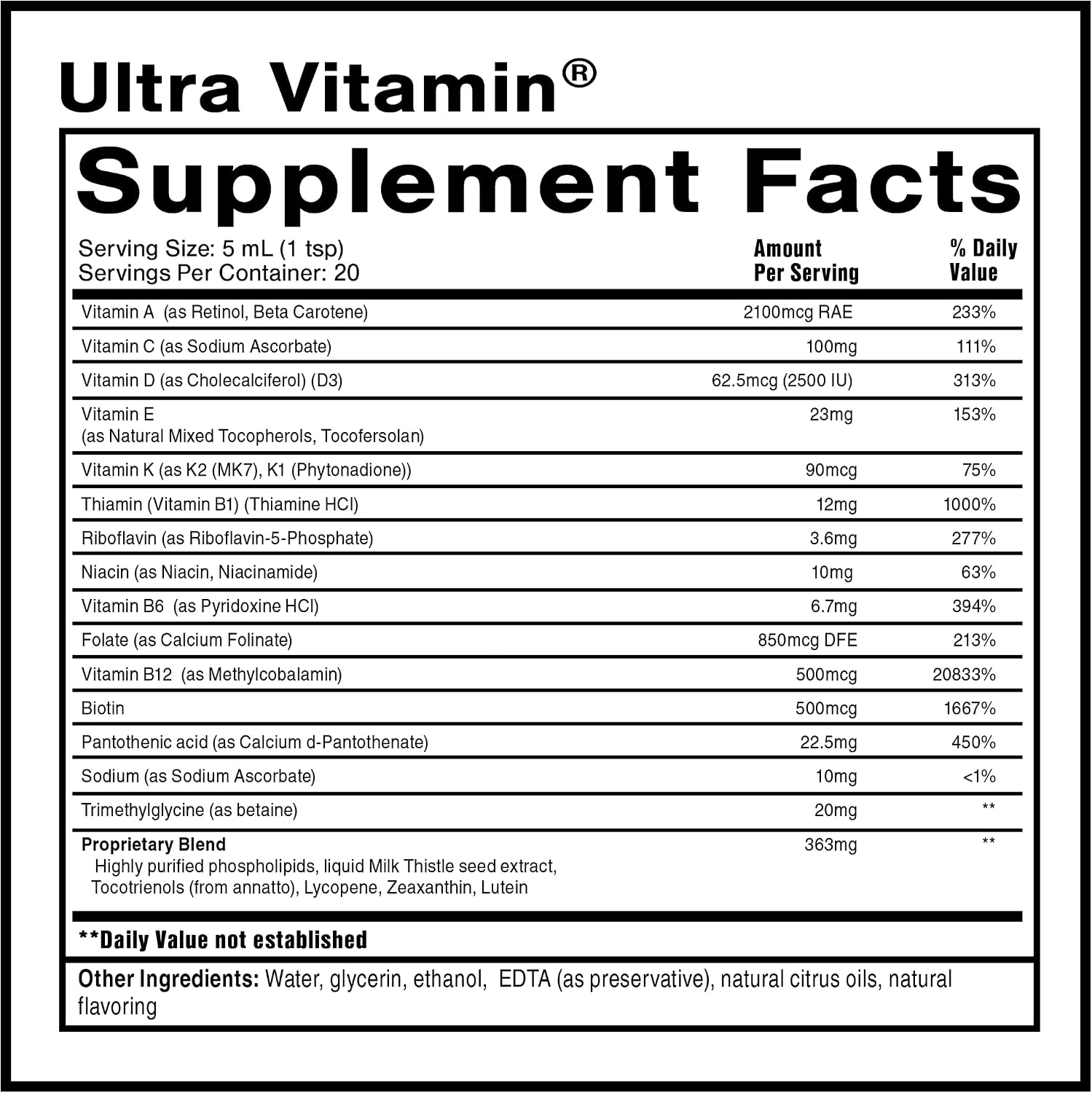 Quicksilver Scientific Liposomal Ultra Vitamin - Liquid Multivitamin with B Complex, Vitamins D, C, E, K, and Antioxidants (100 ml) - görsel 2