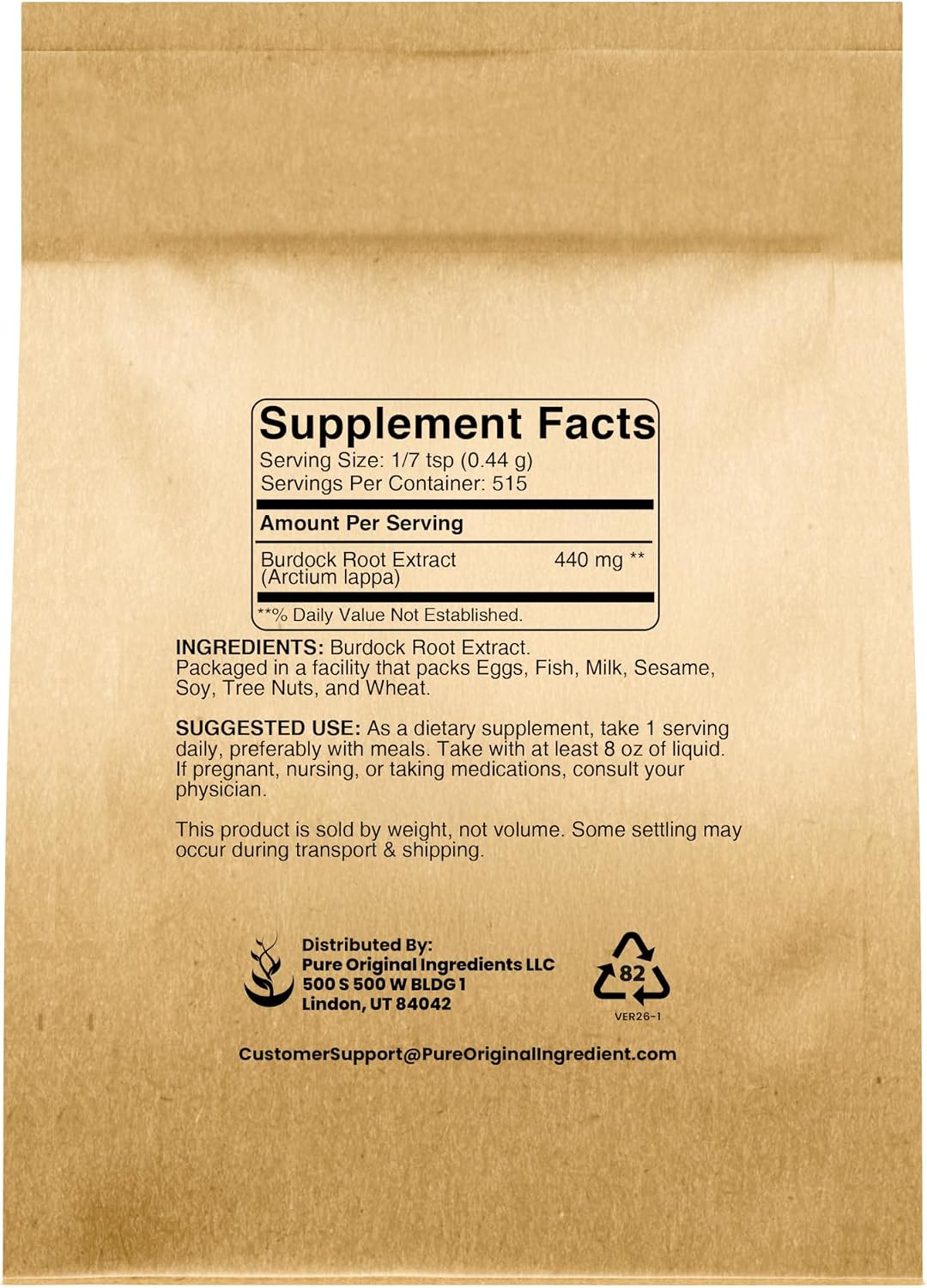 PURE ORIGINAL INGREDIENTS Burdock Root Extract (8 oz) Lab-Verified, Non-GMO - görsel 2