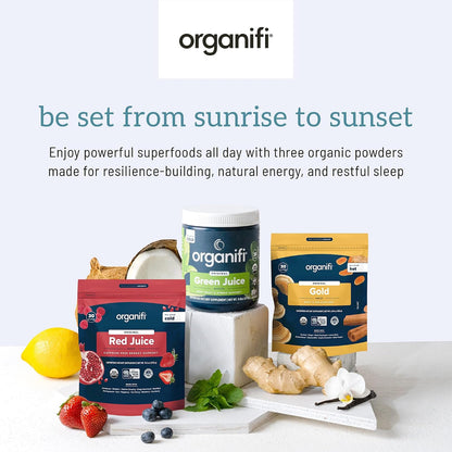 Organifi Sunrise to Sunset Power Box - Organic Superfood Powder Set (Green Juice, Red Juice, Golden Milk)
