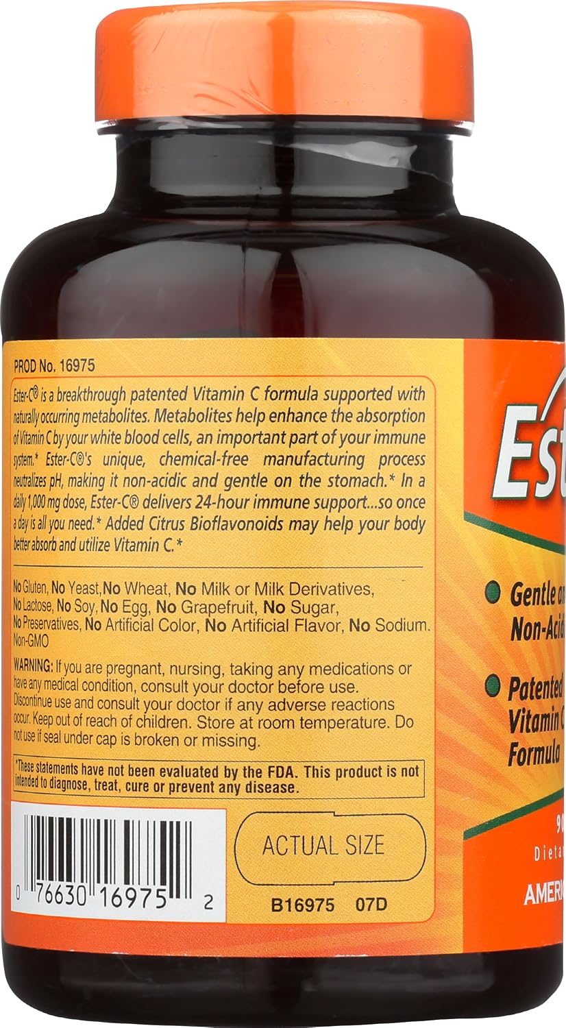 American Health Ester-Vitamin C with Citrus Bioflavonoids, 1000 mg, 90 Capsules - görsel 5