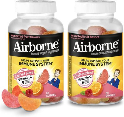 Airborne 750 mg Vitamin C Gummies for Adults – Immune Support with Antioxidants A, C & E, Assorted Fruit Flavour (126 Gummies)