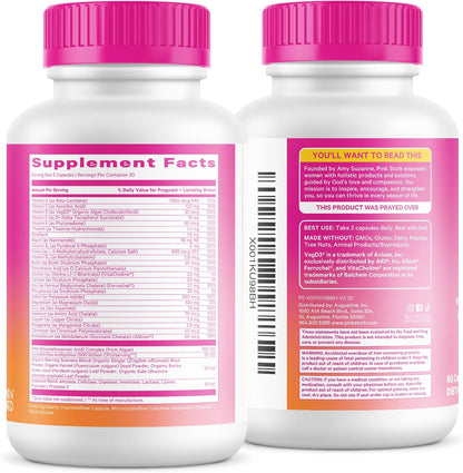 Pink Stork Premium Prenatal Vitamins for Women, 60 Capsules