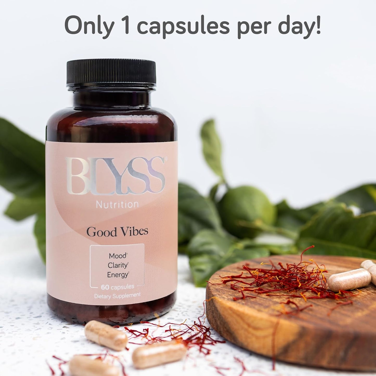 BLYSS Nutrition Saffron Extract Capsules – GOOD VIBES for Women – Mood, Energy & PMS Support - görsel 6