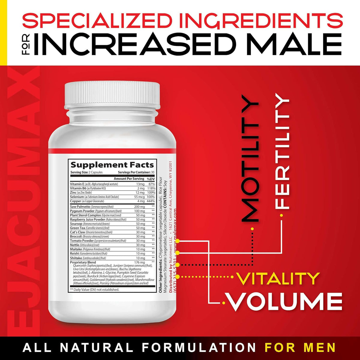 Ejacumax Vitality - Male Prenatal Vitamins - Fertility Formula - Semen Volume Enhancer - 60 Capsules - görsel 7