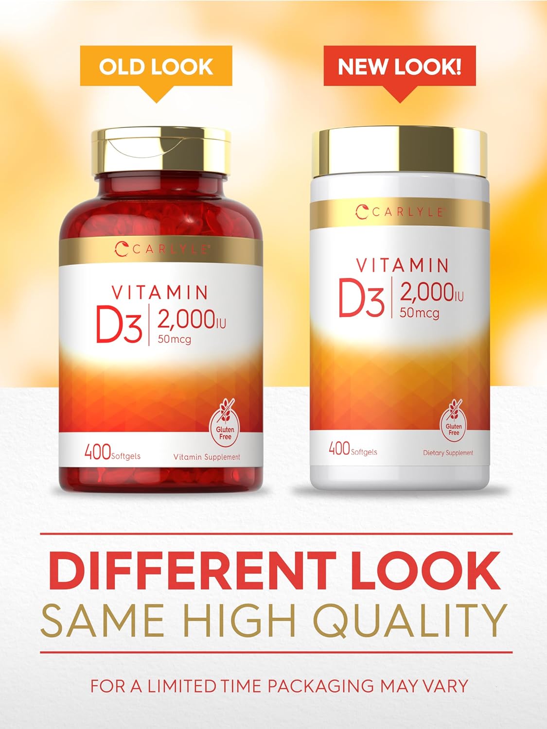 Carlyle Vitamin D3 2000IU Softgels - 400 Capsules, Non-GM, Gluten-free - görsel 8