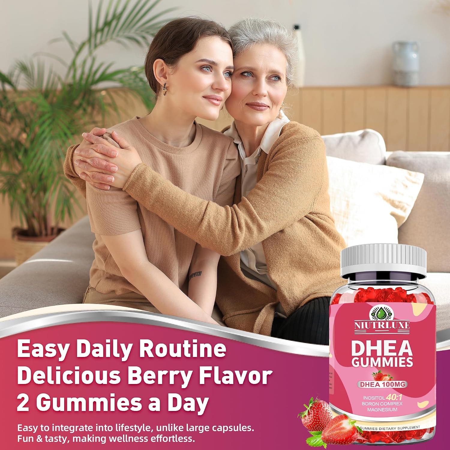 DHEA Gummies for Women | DHEA Supplement | 100mg/50mg Chewable with Boron, Inositol and Magnesium | Pro-Ageing, Ovarian Support, Sleep Support | Vegan | 60 Gummies - görsel 7