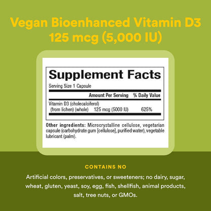 Natural Factors Whole Earth & Sea Vitamin D3 - 60 Vegetarian Capsules (5000 IU)