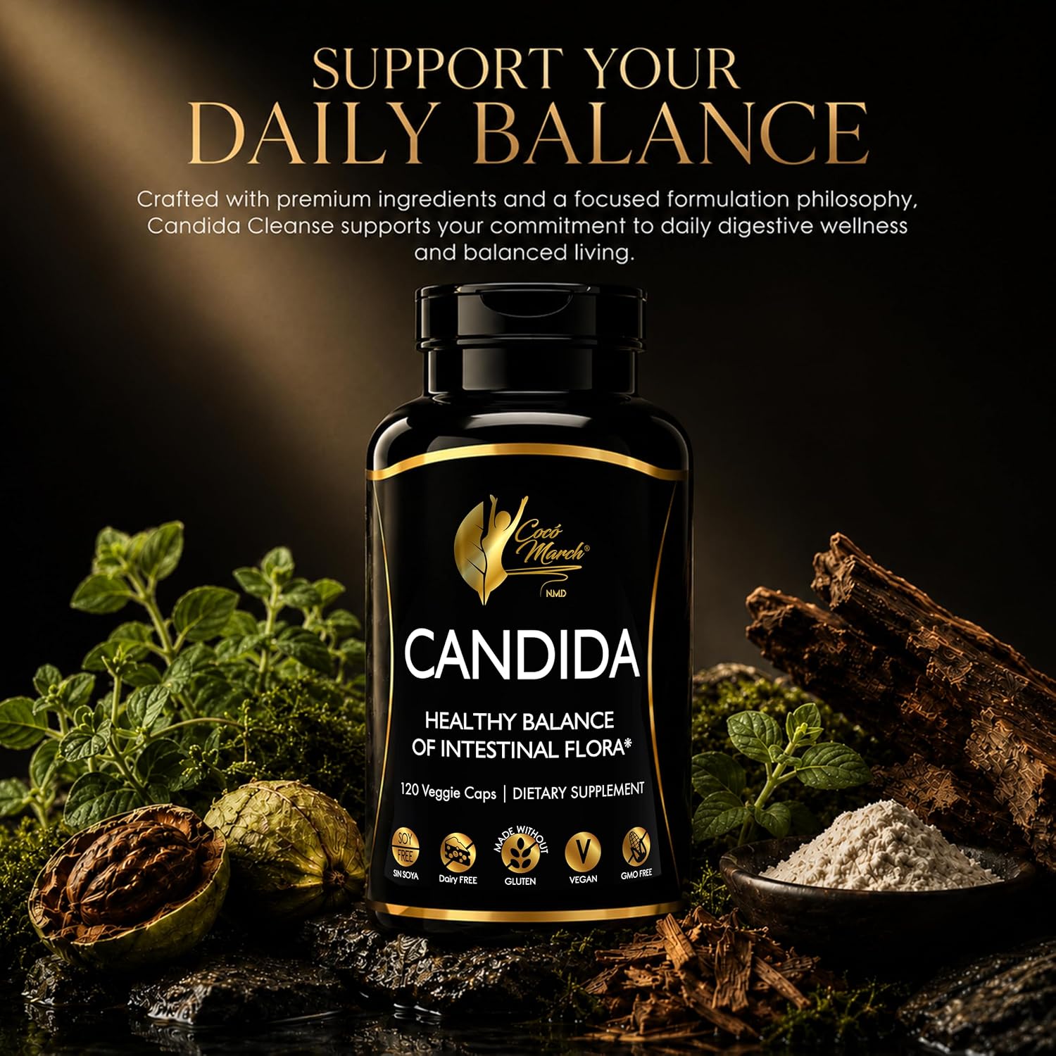 Cocó March N.M.D Candida Cleanse – 30-Day Herbal Detox for Gut Health & Immune Support with Digestive Enzymes – 120 Vegan Capsules - görsel 2