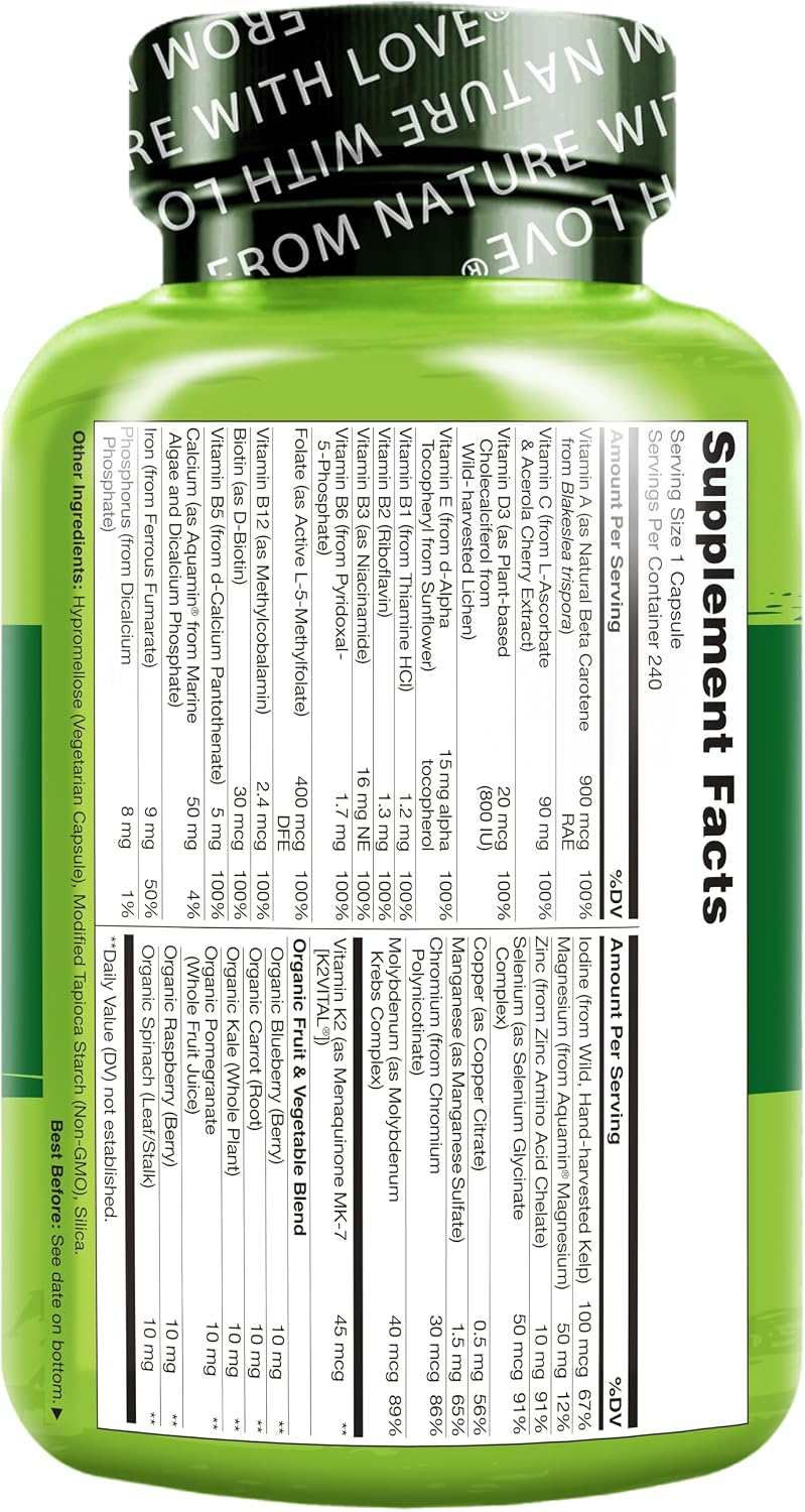 NATURELO One Daily Multivitamin for Women – Plant-Based, Bioactive Nutrients, 240 Capsules - görsel 8