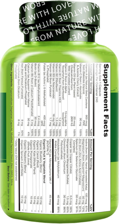 NATURELO One Daily Multivitamin for Women – 240 Capsules