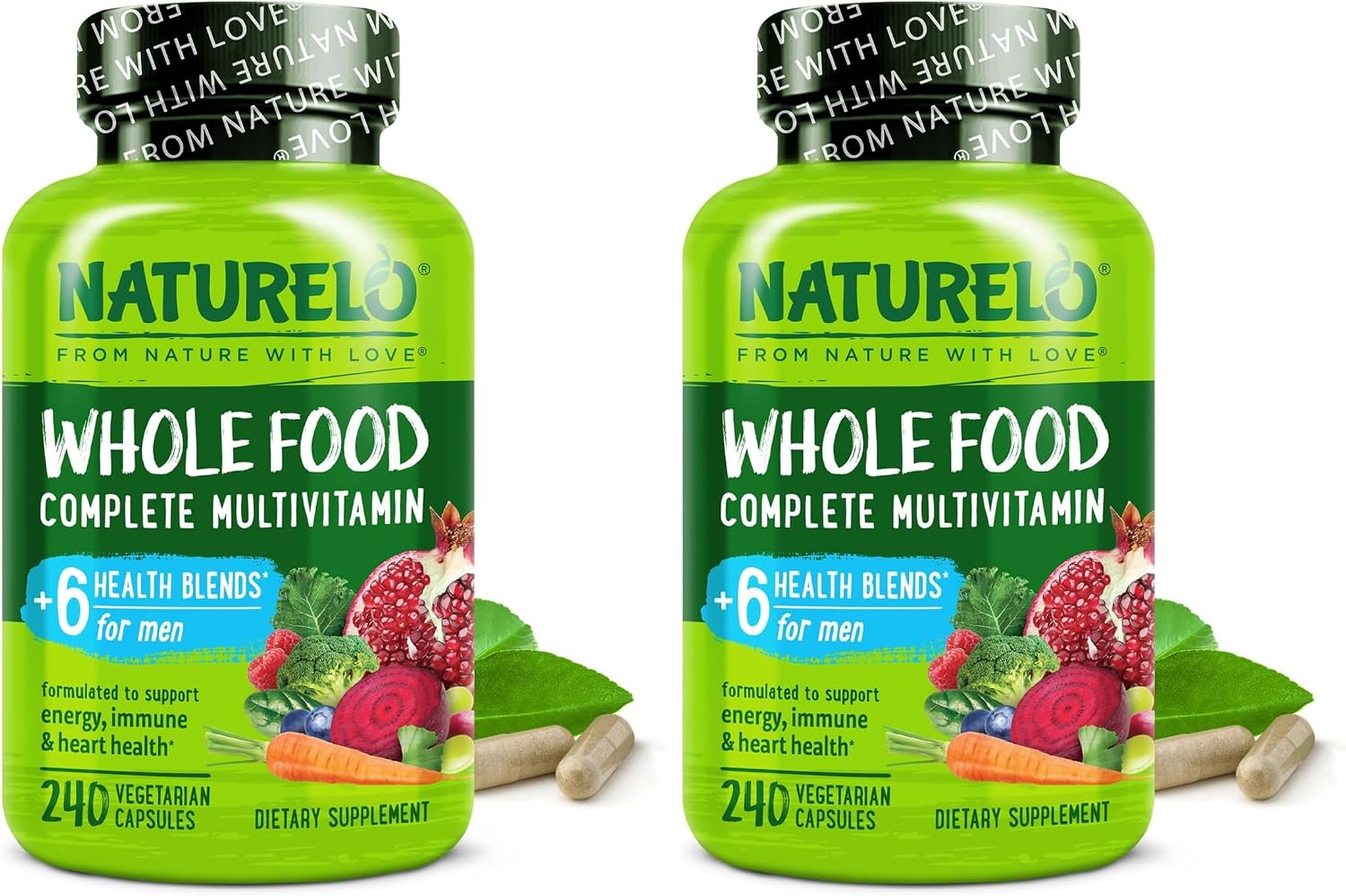 NATURELO Men's Multivitamin - Whole Food Supplement with Vitamins and Minerals, 240 Vegetarian Capsules - görsel 10