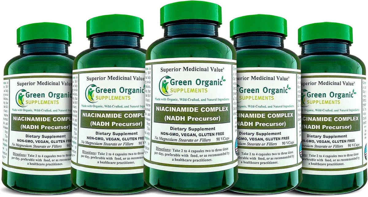 Green Organic Supplements Niacinamide, Niacin, NAD, NADH, High Absorption, Non-GM, Gluten-free (Pack of 4) - görsel 8