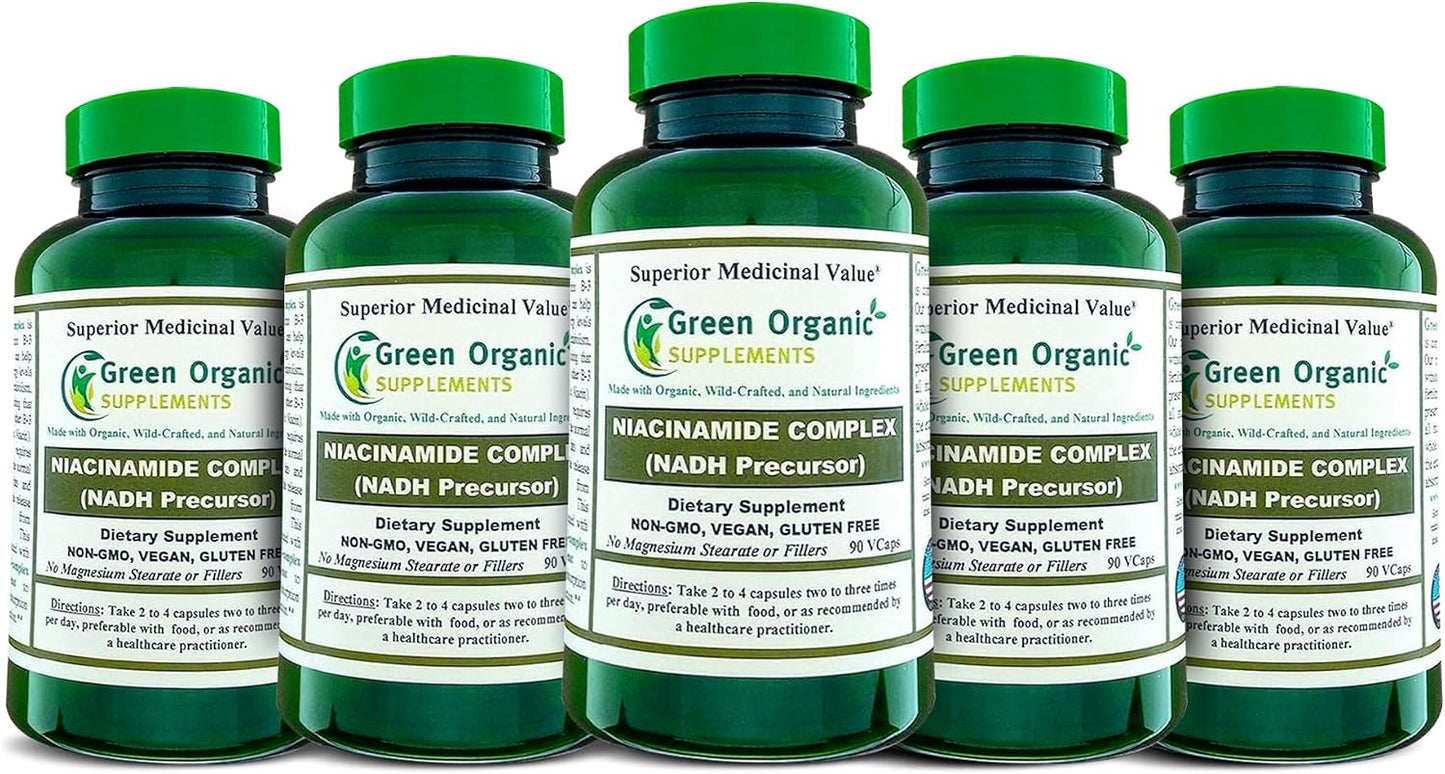 Green Organic Supplements Niacinamide Complex – High Absorbable, Non-GMO, Gluten-free (Pack of 5) - görsel 1
