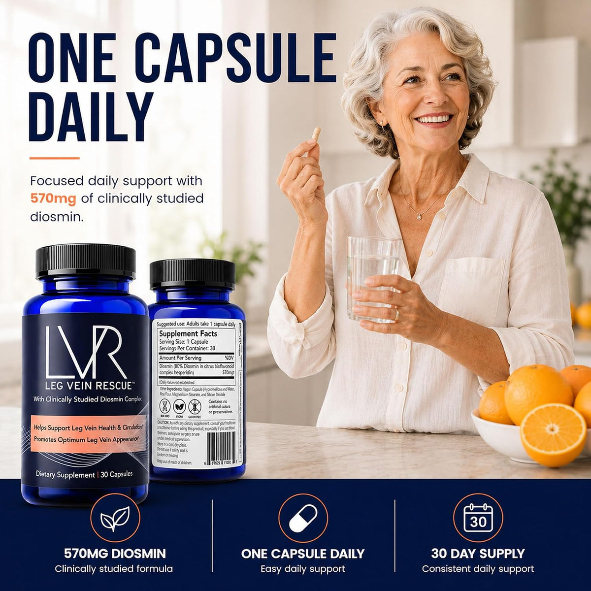 LVR Diosmin Supplement 570mg – Leg Health & Circulation Support – 30-Day Supply - görsel 3