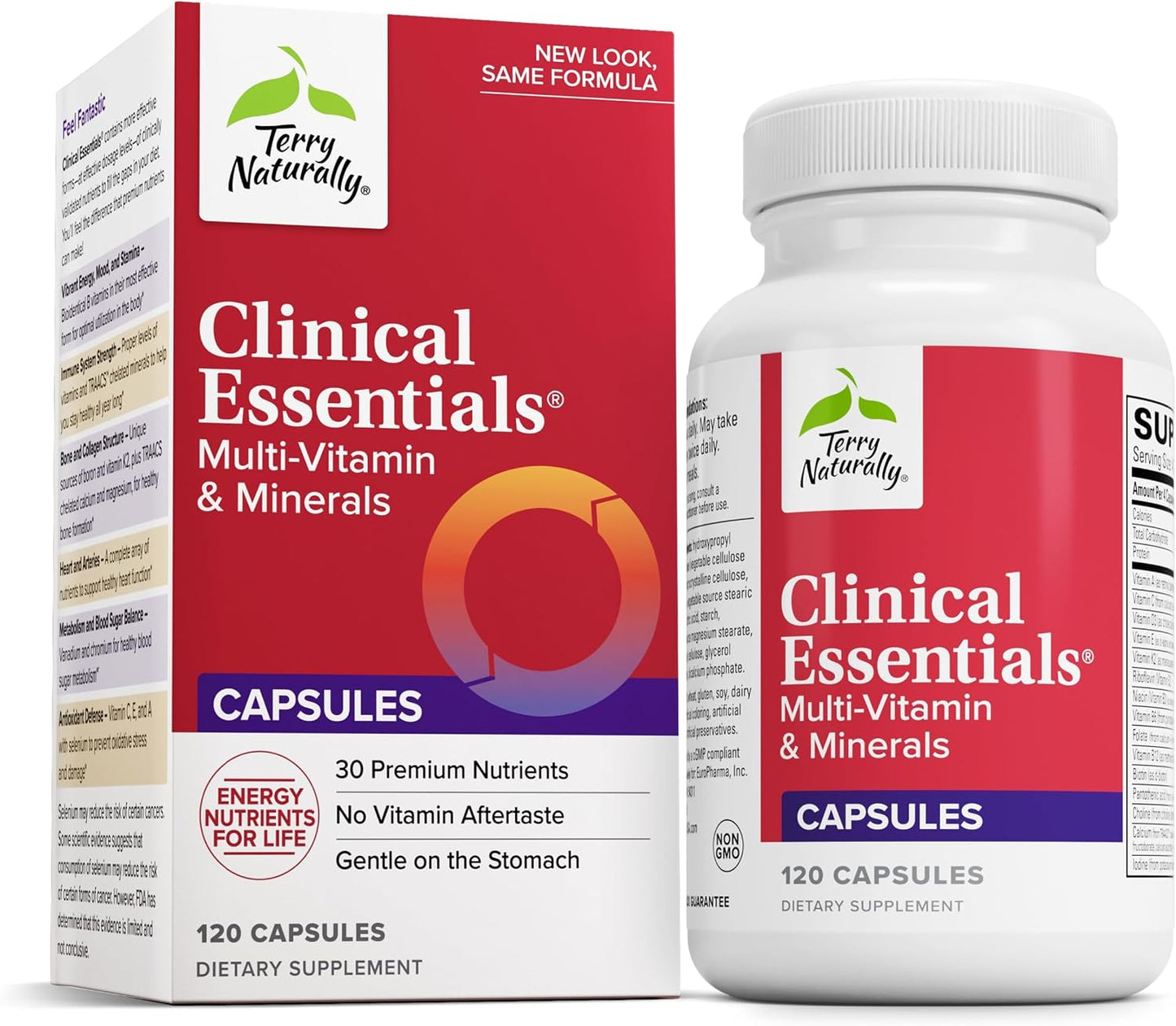 Terry Naturally Clinical Essentials - Multivitamin with Chelated Minerals, B-Vitamins, Vitamin C & D3 - 120 Capsules - görsel 1