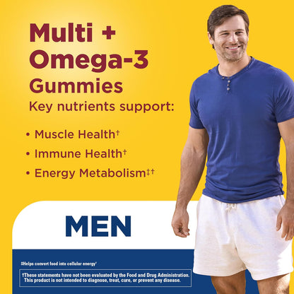 Nature Made Men's Multivitamin Gummies with Omega-3 – 80 Gummies (40-Day Supply)