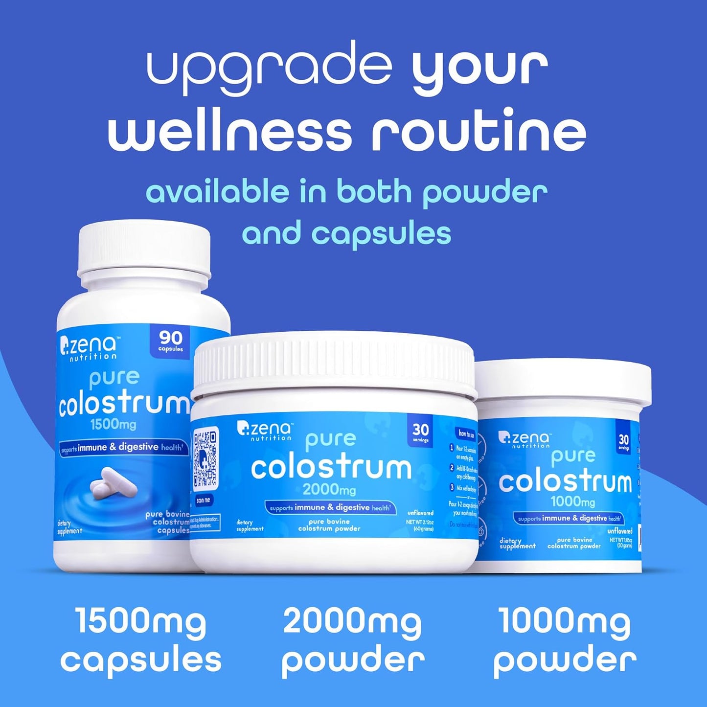 Zena Nutrition Pure Colostrum Capsules, 1500mg Supplement, Grass-Fed Bovine Colostrum, Supports Immune and Digestive Health, Promotes Gut Health, Gluten-free, Fat-Free, 1 Month Supply, 90 Capsules - görsel 7