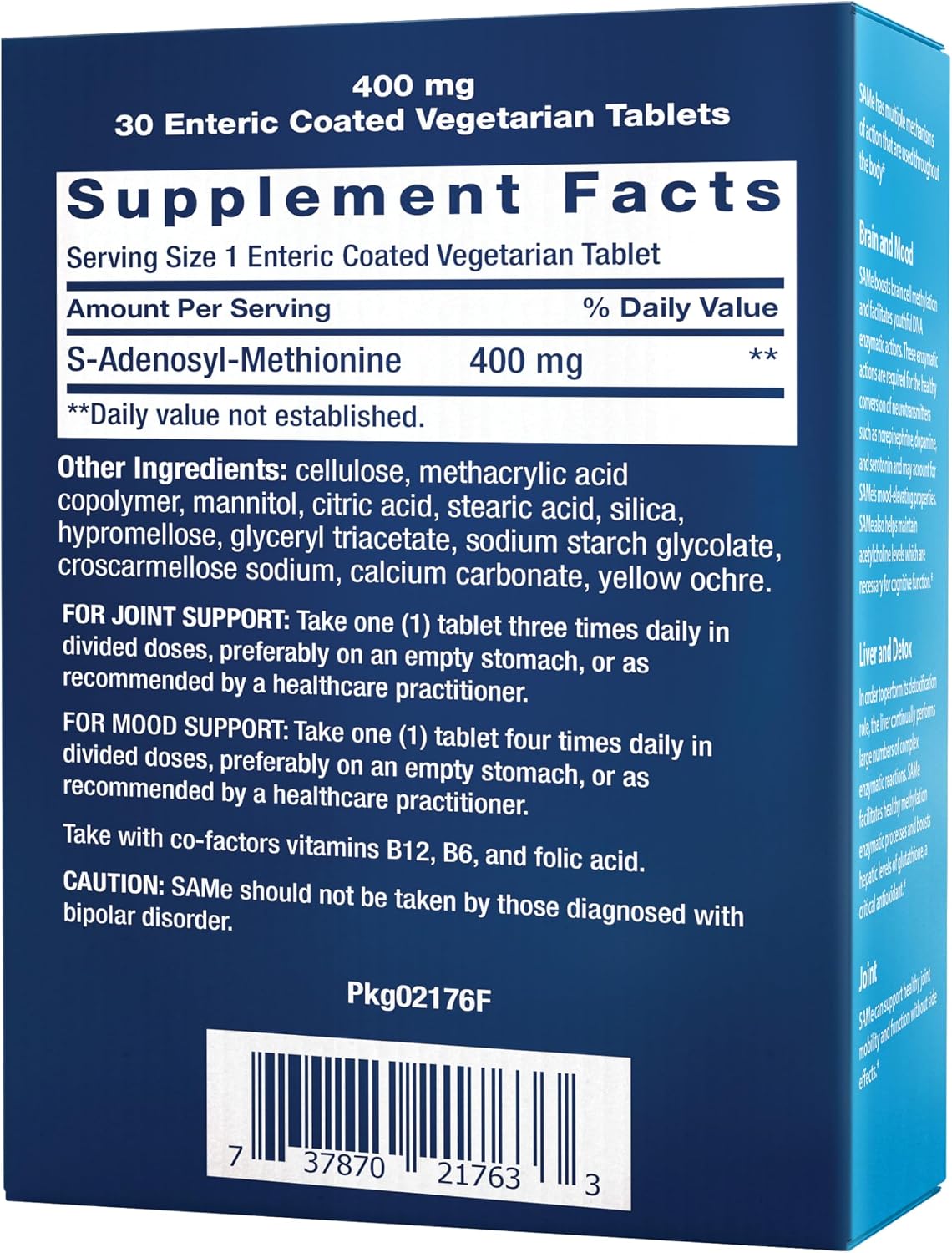 Life Extension SAMe - Mood, Joint & Liver Support, 30 Tablets - görsel 2