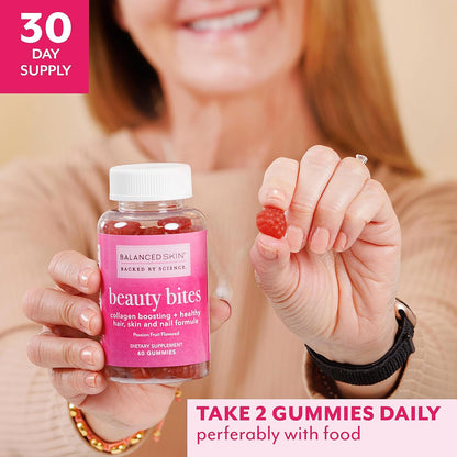 Beauty Bites Biotin Gummy Vitamins - Passion Fruit Flavoured Hair, Skin & Nails Gummies with 6000 mcg Biotin, Collagen, and Vitamins