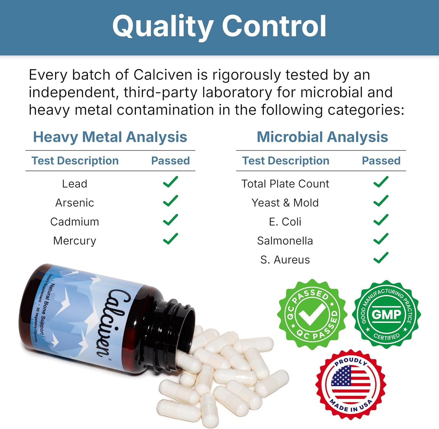 Calciven - Natural Bone Support Supplement with Calcium, Magnesium, Vitamin D3 & K2 - Non-GM, Gluten-free - görsel 7