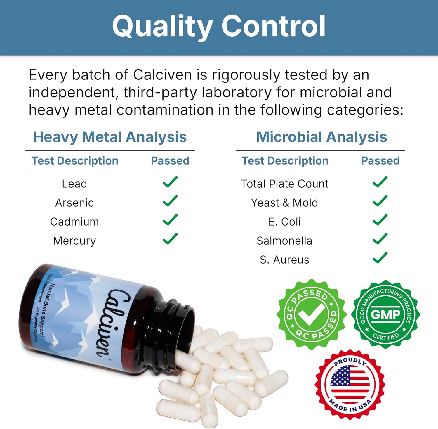 Calciven - Natural Bone Support Supplement with Calcium, Magnesium, Vitamin D3 & K2 - Non-GM, Gluten-free - görsel 7