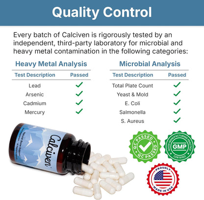 Calciven - Natural Bone Support Supplement with Calcium, Magnesium, Vitamin D3 & K2 - Non-GM, Gluten-free