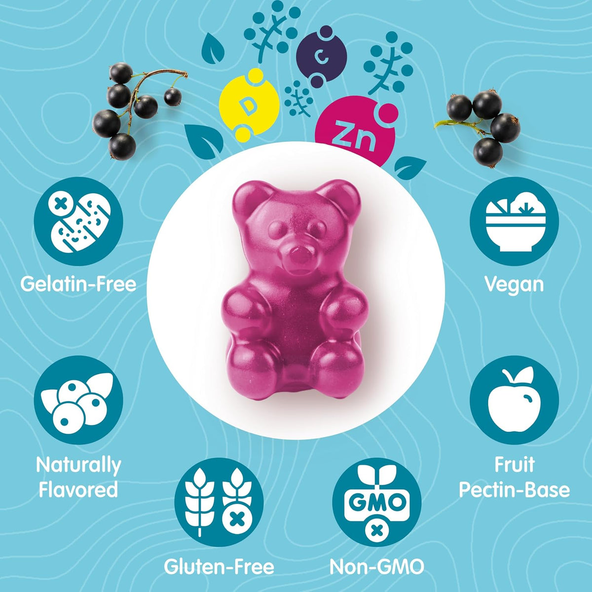 Children’s Elderberry Gummies with Vitamin C & Zinc – Immune Support Supplement (60 Gummies) - görsel 5