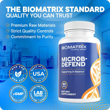 Biofilm Disruptor | Microb-Defend by BioMatrix – Digestive Health & Gut Microbiome Support with Oregano, Thyme & Clove (90 Softgels)