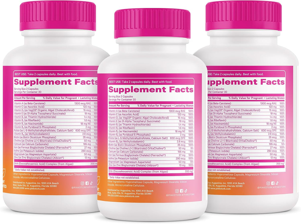 Pink Stork Total Prenatal Vitamins with DHA - Mint, 3 Month Supply - görsel 7