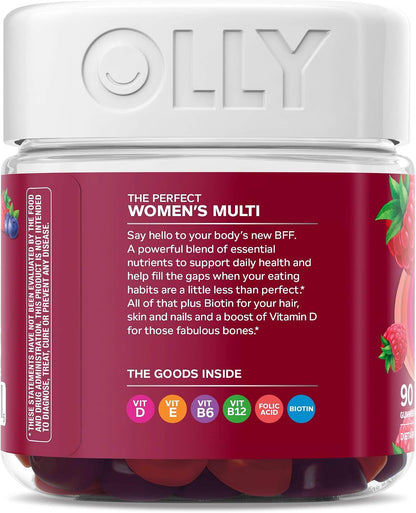 OLLY Women's Multivitamin Gummies - Berry Flavour, 180 Gummies (90-Day Supply)