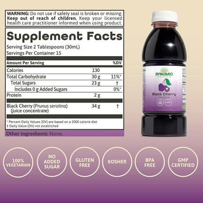 Dynamic Health 100% Pure Black Cherry Juice Concentrate – Antioxidant-Rich & Joint Support, 473 ml