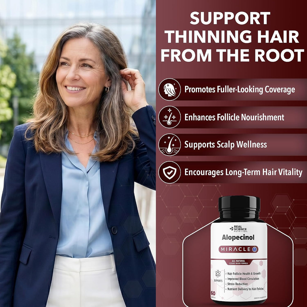 Real Science Alopecinol - Hair Supplement for Thinning Hair & Scalp Support - görsel 2