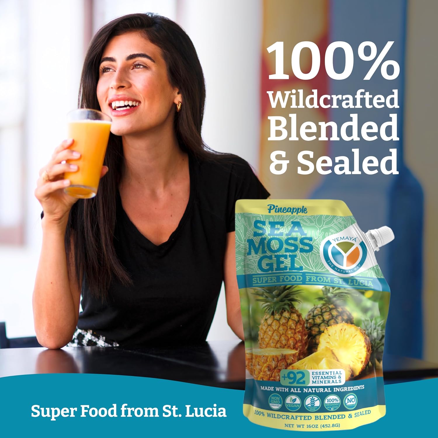 Yemayá Organic Sea Moss Gel with Pineapple Flavour, Wildcrafted Seamoss Gel from St. Lucia, Vegan, Non-GMO, Gluten-free | 16 oz (454 g) - görsel 3