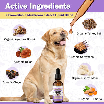 Pet Critical Guard Dog Immune Support Supplement with Turkey Tail Mushroom - 2 oz (59 ml)