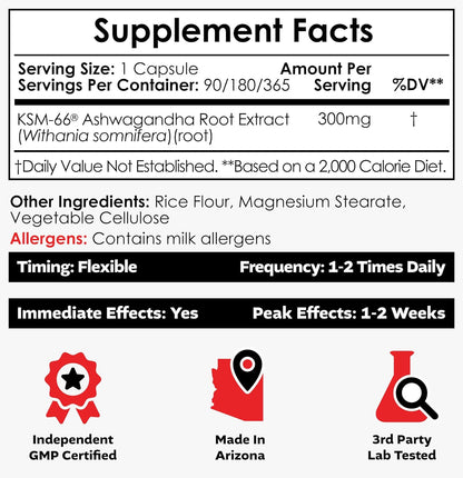 Nootropics Depot KSM-66 Ashwagandha Capsules - 300mg, 90 Count, Adaptogen for Stress Relief*
