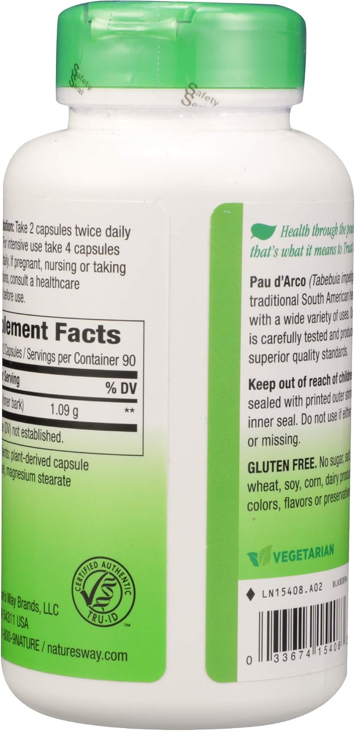 Nature's Way Pau D'Arco Inner Bark, 545 mg, 180 Capsules - görsel 2