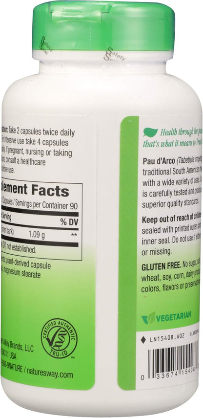 Nature's Way Pau D'Arco Inner Bark, 545 mg, 180 Capsules