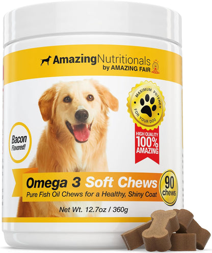 Amazing Omega-3 for Dogs - Fish Oil Supplement 90 Salmon Soft Chews