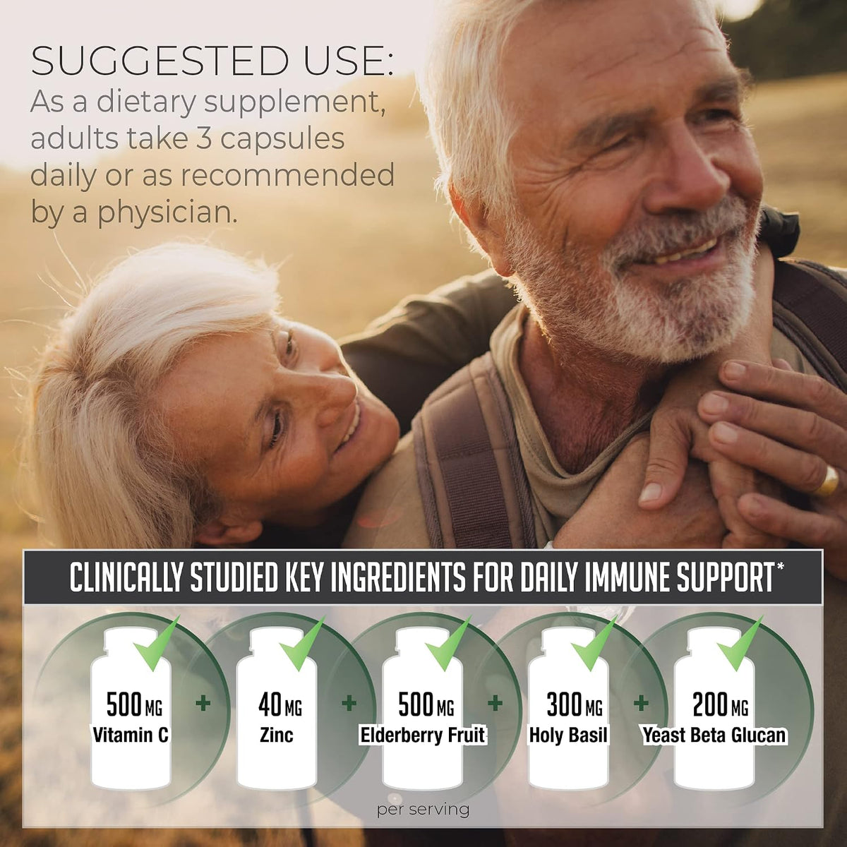 Advanced Immune Support – Elderberry, Vitamin C, D, Zinc, Probiotic, 90 Capsules - görsel 9