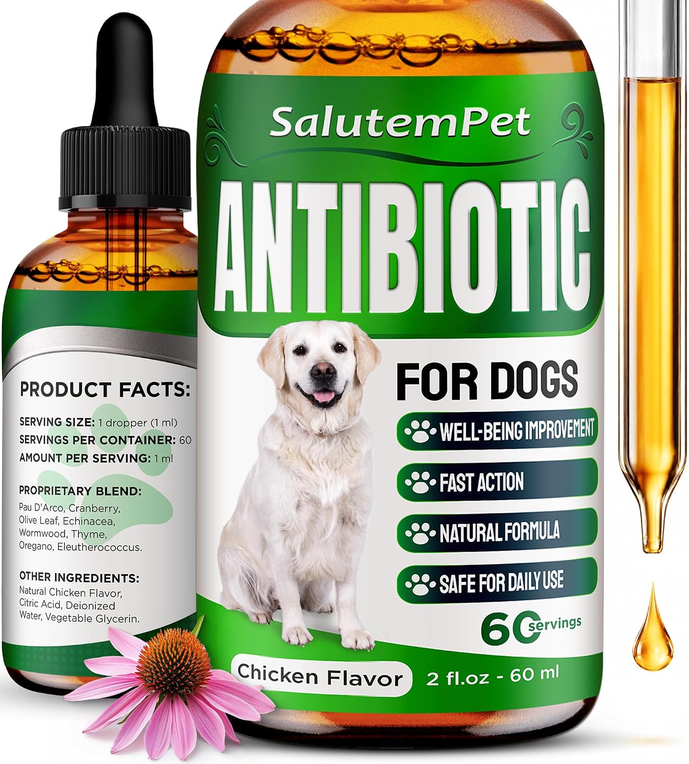 SalutemPet Natural Support Liquid for Dogs - Chicken Flavour, 56 ml - görsel 1